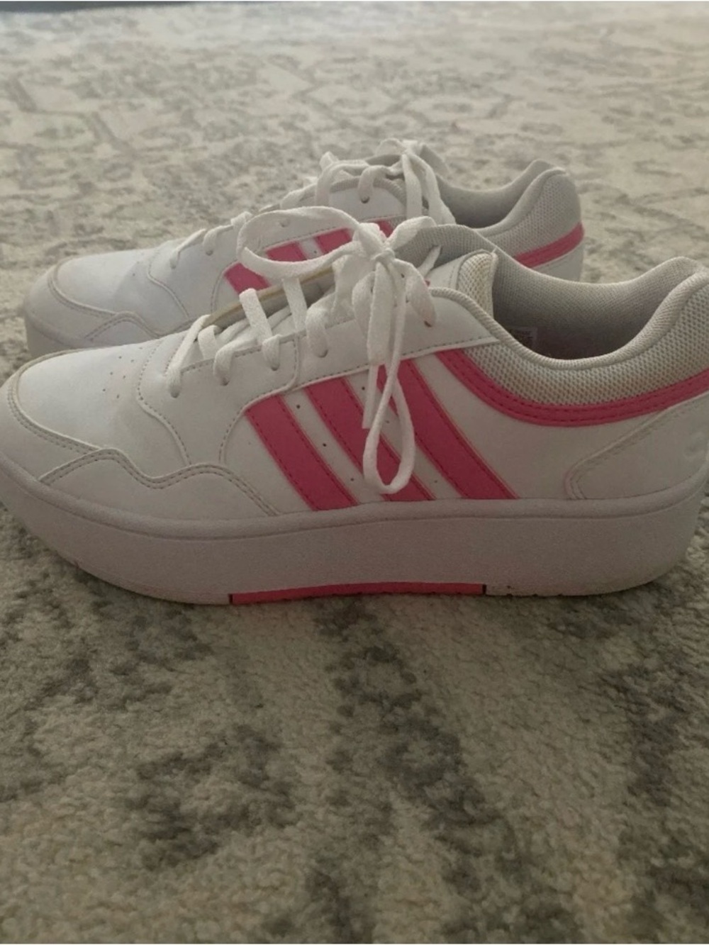 White and Pink Low-Top Platform adidas sneakers trendy